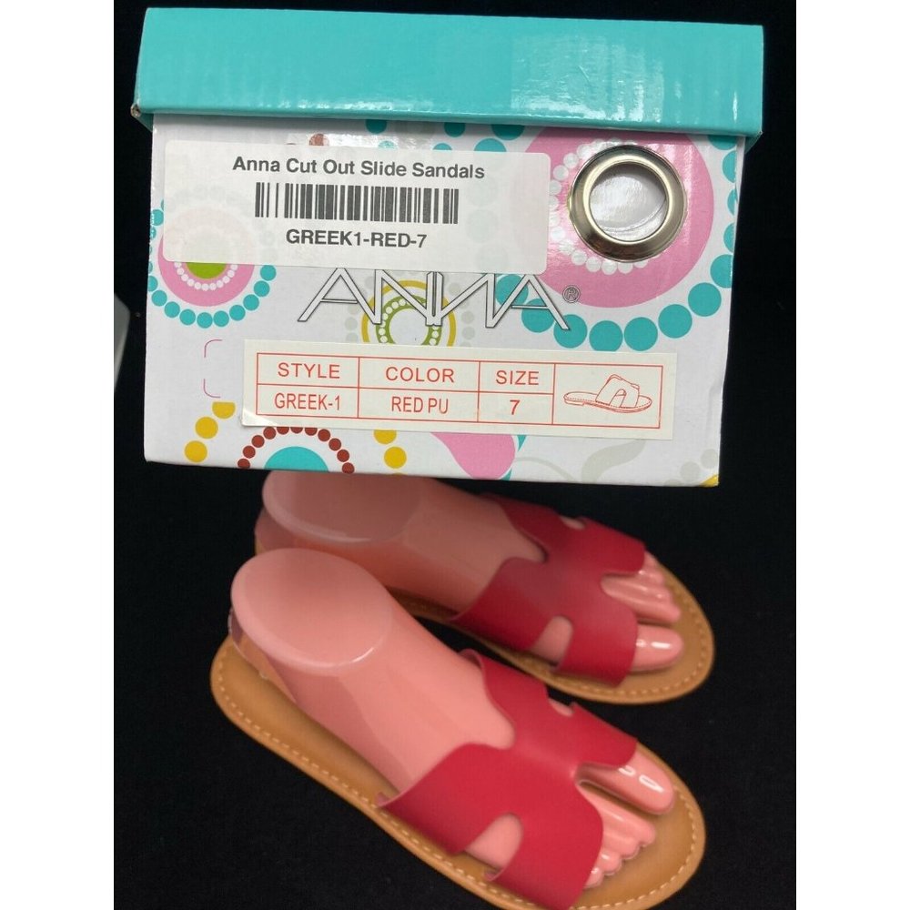 ANNA CUT OUT SLIDE RED SANDALS - SIZE 7- NEW IN BOX! - Picture 2 of 4